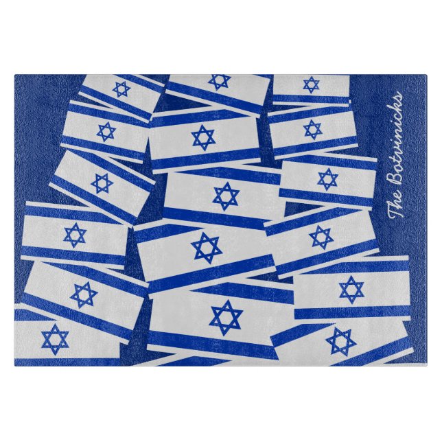 Israel Flag Challah Board - personalised (Front)