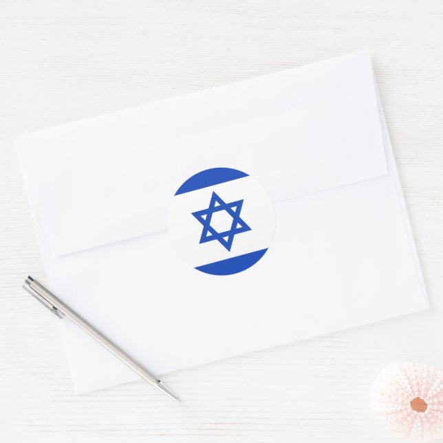 Israel flag classic round sticker (Envelope)