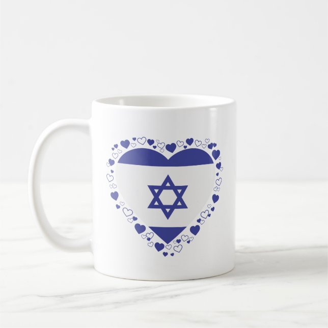 Israel Flag Heart Coffee Mug (Left)