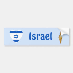 Israel Flag Heart + Map Bumper Sticker