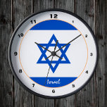 Israel Flag, Israel patriotic Home / design Round Clock<br><div class="desc">Wall Clock: Patriotic Israel & Israel Flag fashionable home design - love my country,  travel,  holiday,  national patriots / sports fans</div>