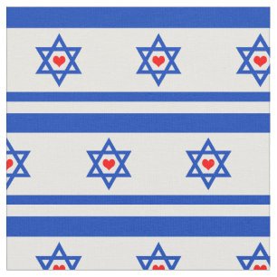 Israel Flag & Jewish Heart / Trendy Fashion Fabric