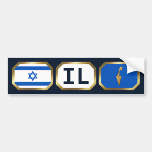 Israel Flag Map Code Bumper Sticker