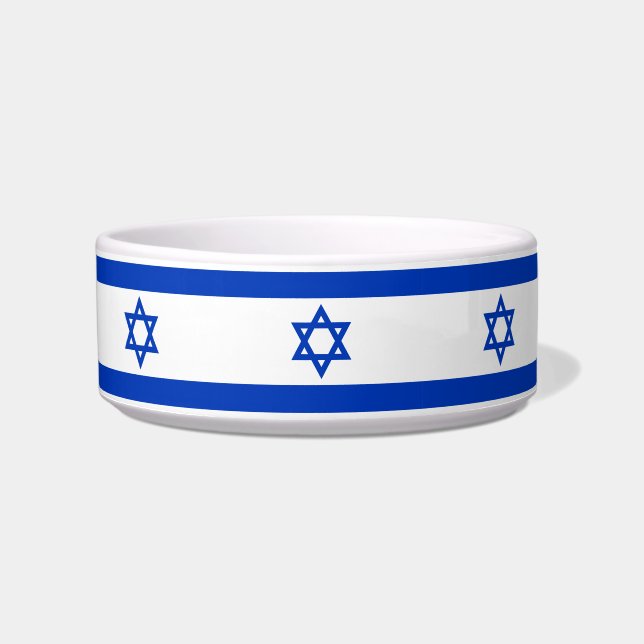 Israel flag modern pattern patriotic dog cat bowl (Front)