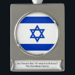 Israel flag personalised custom text silver plated banner ornament<br><div class="desc">Israel flag personalised custom text Silver Plated Banner Ornament, 
Israeli Flag.</div>