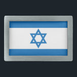 Israel flag rectangular belt buckle<br><div class="desc">Flag of Israel</div>
