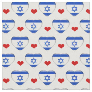 Israel Flag & Red Heart fashion Fabric / Jewish