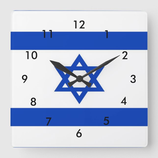Israel Flag Square Wall Clock (Front)