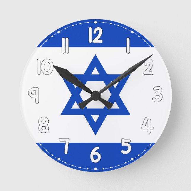 Israel Flag Wall Clock - Flag of Israel (Front)