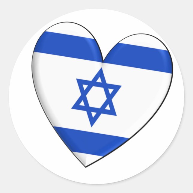 Israel Heart Flag Classic Round Sticker (Front)