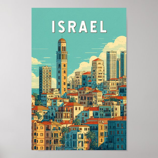 Israel Illustration Travel Art Vintage Poster (Front)