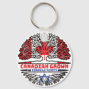 Israel Israeli Canadian Canada Tree Roots Flag Key Ring