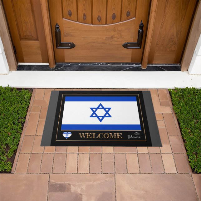 Israel & Israeli Flag house mats/sports Welcome Doormat (Outdoor)