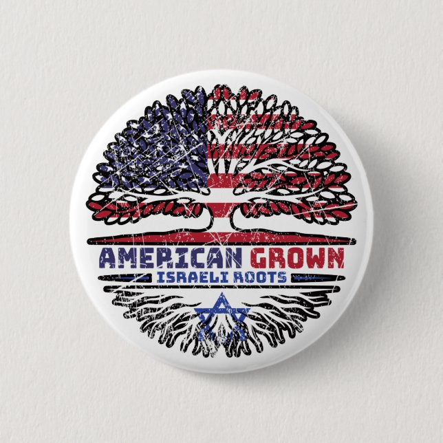 Israel Israeli US American USA United States Tree 6 Cm Round Badge (Front)