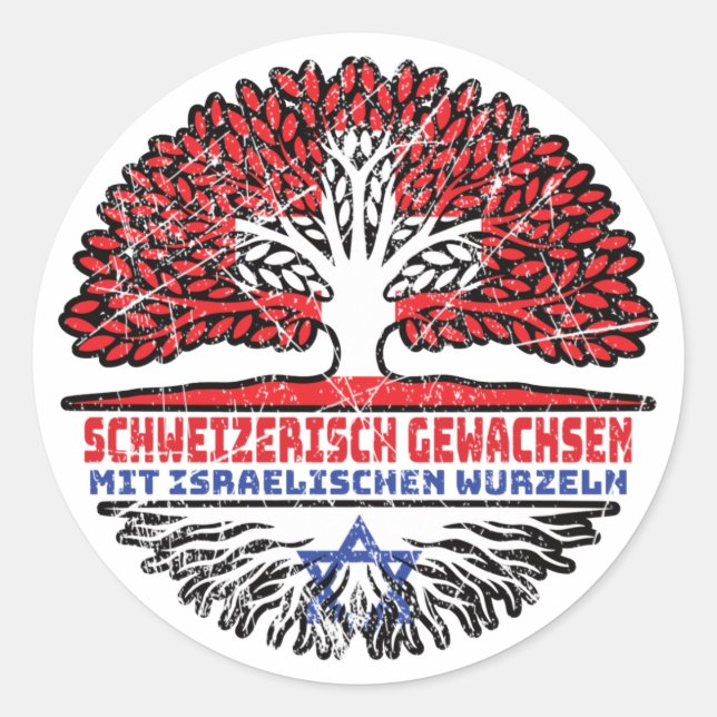 Israel Israelisch Schweizer Schweiz Baum Wurzel Classic Round Sticker (Front)