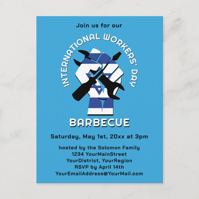 ISRAEL LABOR DAY Barbecue  Invitation Postcard (Front)