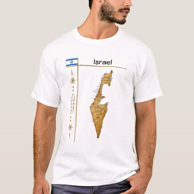 Israel Map + Flag + Title T-Shirt (Front)
