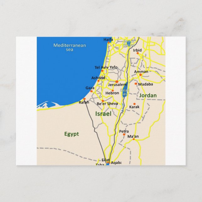 Israel map.JPG Postcard (Front)