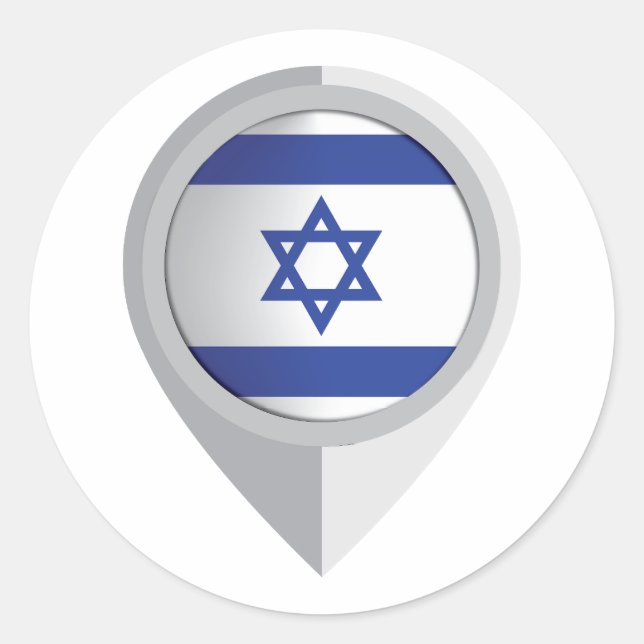 Israel Pin Location Flag Classic Round Sticker (Front)