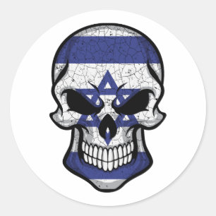 Israel Smiling Skull Flag Classic Round Sticker