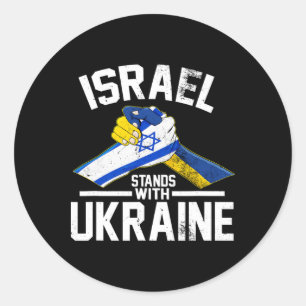 Israel Stands With Ukraine Ukrainian Israeli Flag Classic Round Sticker