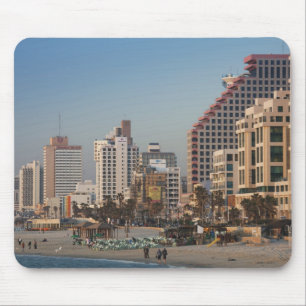 Israel, Tel Aviv, beachfront, hotels, dusk Mouse Pad