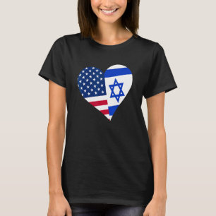 Israel USA Heart Shirt Israeli American Flag