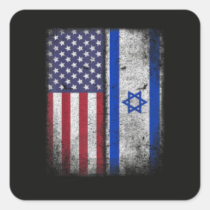 Israeli American Flag Israel Usa Roots America Square Sticker