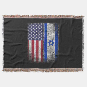 Israeli American Flag Israel Usa Roots America Throw Blanket