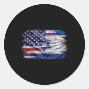 Israeli American Flag Pride Israel Usa For Women M Classic Round Sticker