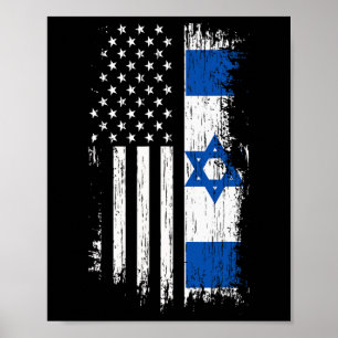 Israeli American Flag - Pride Israel Usa Shirt Poster