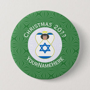Israeli Angel Christmas Flag Personalised 7.5 Cm Round Badge