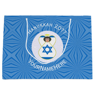 Israeli Angel Flag for Hanukkah Large Gift Bag