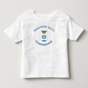 Israeli Angel Hanukkah Flag Blue Personalised  Toddler T-Shirt
