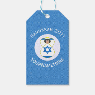 Israeli Angel Hanukkah Flag Personalised  Gift Tags