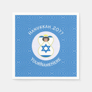 Israeli Angel Hanukkah Flag Personalised  Napkin
