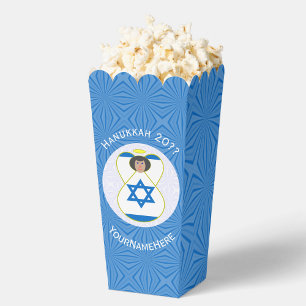 Israeli Angel Hanukkah Flag Personalised Popcorn Favour Box