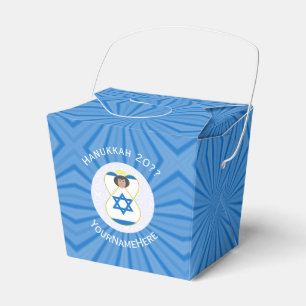 Israeli Angel Hanukkah Flag Personalized Take Out Favour Box