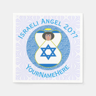 Israeli Flag Angel Blue White Personalised  Napkin
