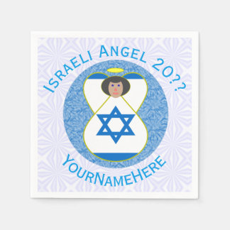 Israeli Flag Angel Blue White Personalised  Napkin