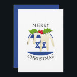 ISRAELI FLAG | Christmas Pudding | Festive Holiday Card<br><div class="desc">Fun,  festive ISRAELI CHRISTMAS PUDDING Holiday Card,  incorporating the STAR OF DAVID flag of ISRAEL.  The text on the front - MERRY CHRISTMAS - and the placeholder message on the reverse are all CUSTOMIZABLE,  so you can personalize with your own wording.</div>