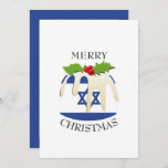 ISRAELI FLAG | Christmas Pudding | Festive Holiday Card<br><div class="desc">Fun,  festive ISRAELI CHRISTMAS PUDDING Holiday Card,  incorporating the STAR OF DAVID flag of ISRAEL.  The text on the front - MERRY CHRISTMAS - and the placeholder message on the reverse are all CUSTOMIZABLE,  so you can personalize with your own wording.</div>