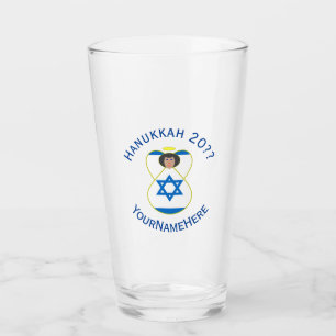 Israeli Flag Hanukkah Angel Personalised Drinking  Glass