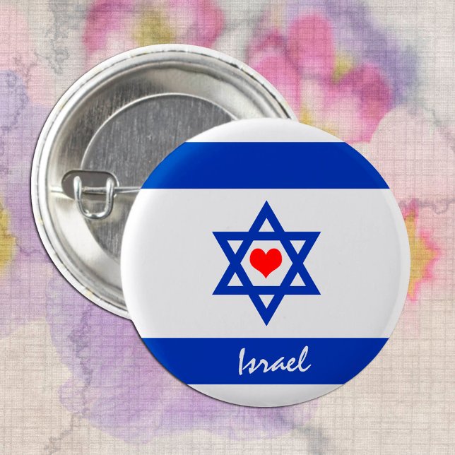 Israeli flag & Heart - Israel travel/sports fans 3 Cm Round Badge (Creator Uploaded)
