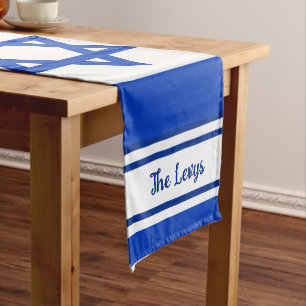 Israeli Flag Personalised Long Table Runner