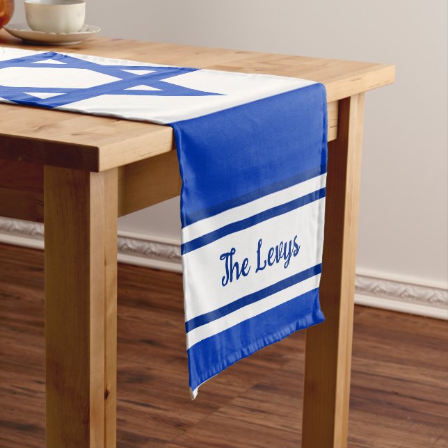 Israeli Flag Personalised Long Table Runner (In Situ)