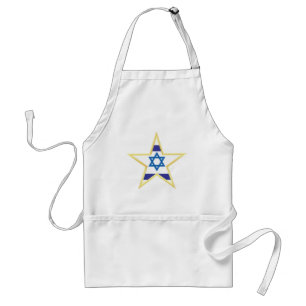 Israeli Flag Star of David Gold Trimmed Standard Apron