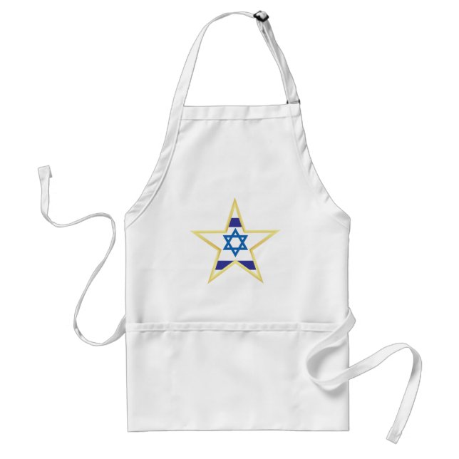 Israeli Flag Star of David Gold Trimmed Standard Apron (Front)