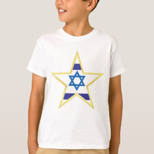 Israeli Flag Star of David Gold Trimmed T-Shirt