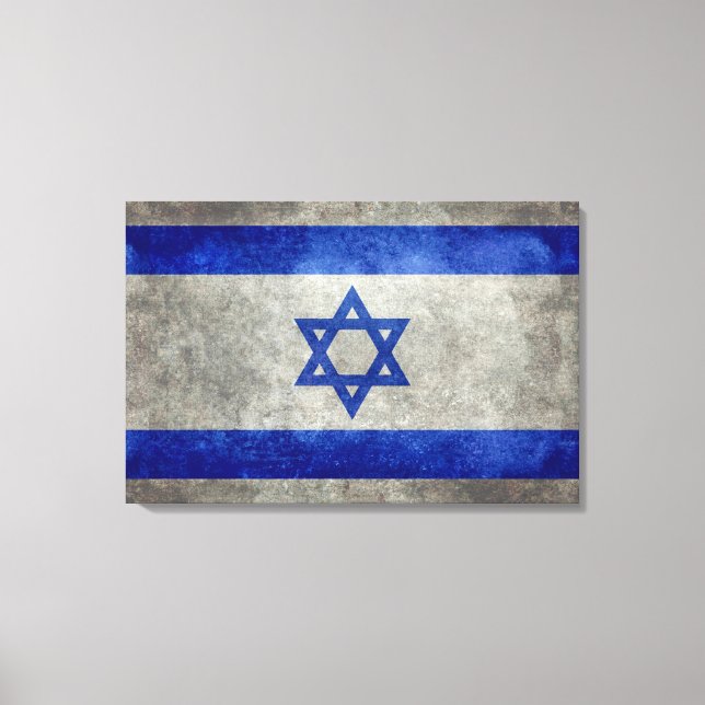 Israeli national flag on stone texture canvas print (Front)